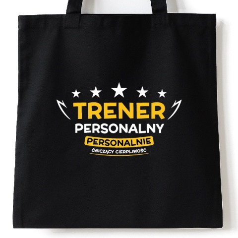 Torba bawełniana 38 x 42 cm "Trener personalny, personalnie ćwiczący cierpliwość"
